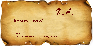 Kapus Antal névjegykártya